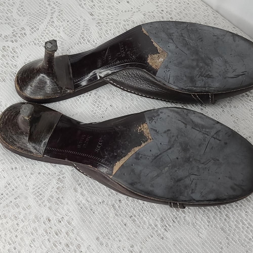 Bally slip on brown leather kitten heels sz 5.5 - Picture 7 of 9